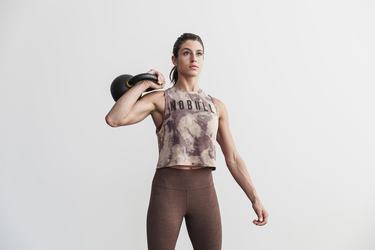 Brown Women's Nobull Muscle Tie-Dye Tank Tops | USA053471