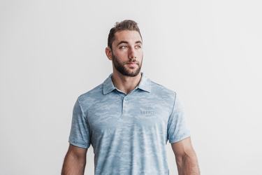 Camo Men's Nobull Lightweight Textured Polo T Shirts | USA684537