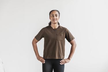 Chocolate Women's Nobull Heavyweight Pocket Boxy T Shirts | USA318945