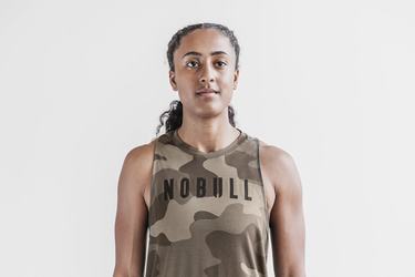 Dark Camo Women's Nobull High-Neck Tank Tops | USA079823