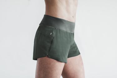 Dark Green Women's Nobull Pace 3" Shorts | USA641807