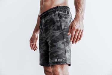 Dark Grey Camo Men's Nobull Lightweight Knit 9" Shorts | USA213958