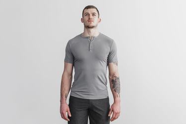 Dark Grey Men's Nobull Lightweight Henley T Shirts | USA132960