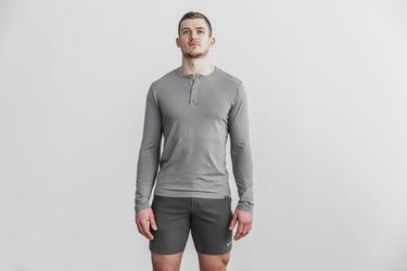 Dark Grey Men's Nobull Lightweight Henley Long Sleeves | USA694837