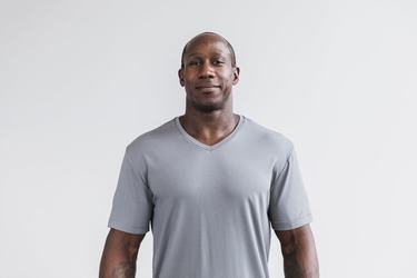 Dark Grey Men's Nobull Lightweight V-Neck T Shirts | USA267815