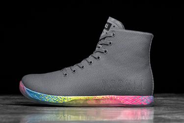 Dark Grey Men's Nobull Superfabric High-Top Neon Trainers | USA378526