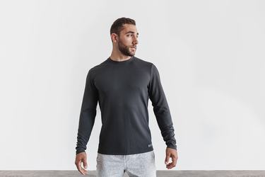 Dark Grey Men's Nobull Waffle Long Sleeves | USA917625