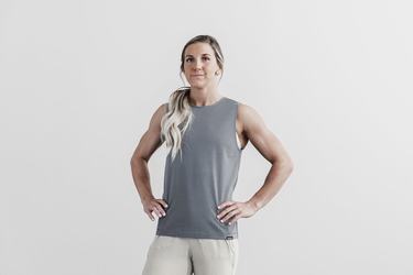 Dark Grey Women's Nobull Lightweight Sleeveless T Shirts | USA476190