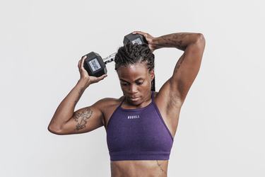 Dark Purple Women's Nobull High-Neck Plush Heather Sports Bras | USA832579