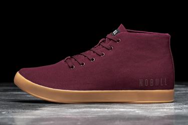 Dark Red Men's Nobull Canvas Mid Trainers | USA046759