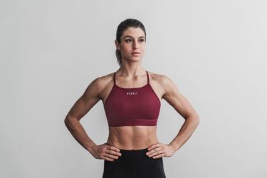 Dark Red Women's Nobull High-Neck Sports Bras | USA621034