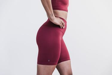 Dark Red Women's Nobull High-Rise 6" Matte Shorts | USA609574