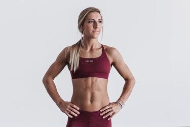 Dark Red Women's Nobull Plush Heather Sports Bras | USA379248