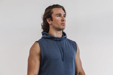 Deep Grey Men's Nobull Microplush Sleeveless Hoodie | USA398672