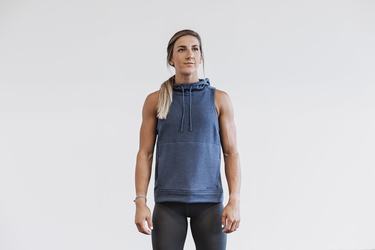 Deep Grey Women's Nobull Microplush Sleeveless Hoodie | USA395102