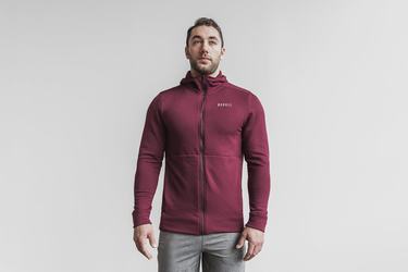 Deep Red Men's Nobull Performance Zip-up Hoodie | USA260845