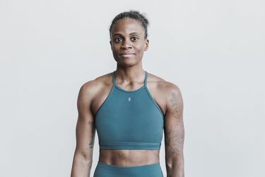 Deep Turquoise Women's Nobull Halter Matte Sports Bras | USA642719