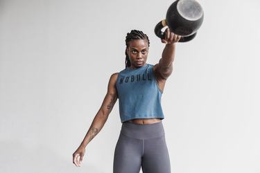 Deep Turquoise Women's Nobull Muscle Tank Tops | USA647980