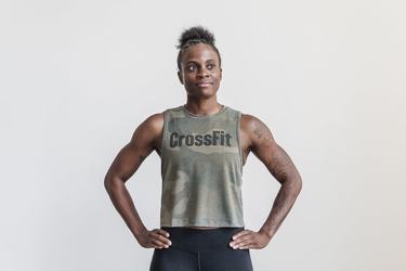 Green Camo Women's Nobull Crossfit® Muscle Tank Tops | USA053928