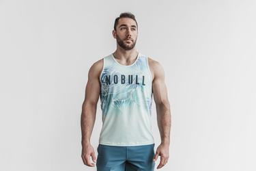 Green Floral Men's Nobull Tank Tops | USA592370