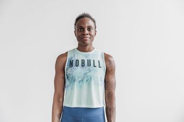 Green Floral Women's Nobull Muscle Tank Tops | USA082593