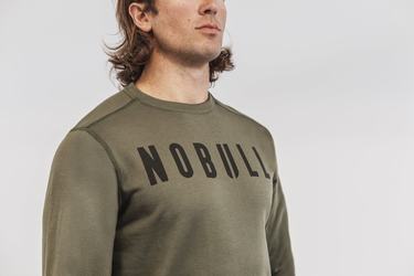 Green Men's Nobull Crew Sweatshirts | USA419682