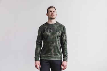 Green Men's Nobull Crew Tie-Dye Sweatshirts | USA971254