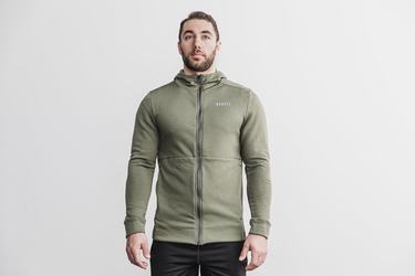 Green Men's Nobull Performance Zip-up Hoodie | USA479560