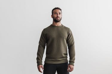 Green Men's Nobull Quilted Crew Pullover | USA251430