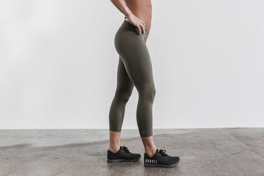 Green Women's Nobull Crop Tights | USA234801