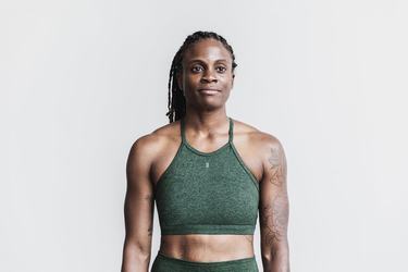 Green Women's Nobull Halter Matte Sports Bras | USA908251