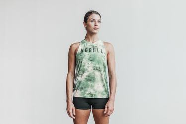 Green Women's Nobull High-Neck Tie-Dye Tank Tops | USA368519