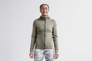 Green Women's Nobull Performance Zip-up Hoodie | USA460928