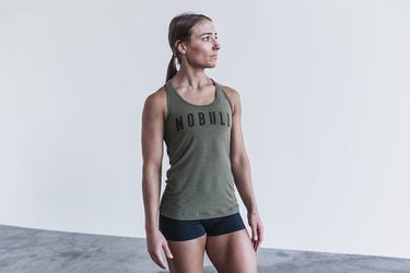 Green Women's Nobull Racerback Tank Tops | USA830162