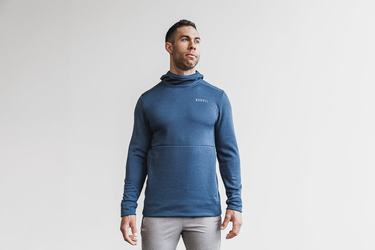 Grey Blue Men's Nobull Performance Hoodie | USA203495