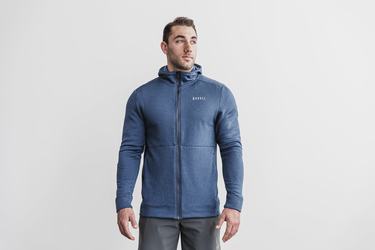 Grey Blue Men's Nobull Performance Zip-up Hoodie | USA124658