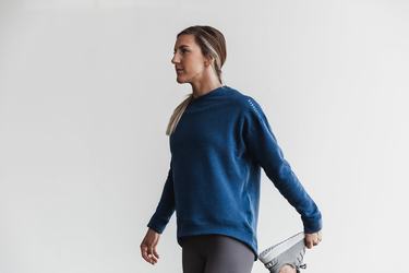 Grey Blue Women's Nobull Performance Crew Sweatshirts | USA840635