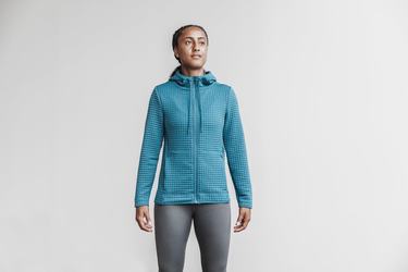 Grey Blue Women's Nobull Quilted Zip-up Jackets | USA578963