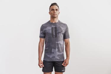 Grey Camo Men's Nobull Horns T Shirts | USA789356