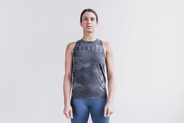 Grey Camo Women's Nobull High-Neck Tank Tops | USA618245