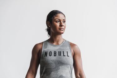 Grey Camo Women's Nobull High-Neck Tank Tops | USA695780