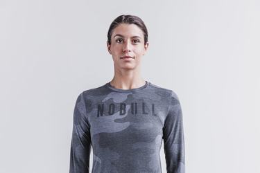 Grey Camo Women's Nobull Long Sleeves | USA703215