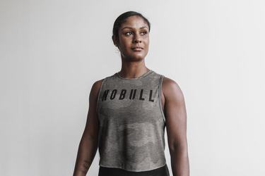 Grey Camo Women's Nobull Muscle Tank Tops | USA073295