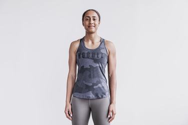 Grey Camo Women's Nobull Racerback Tank Tops | USA538041