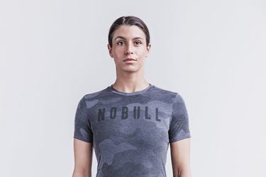 Grey Camo Women's Nobull T Shirts | USA913260