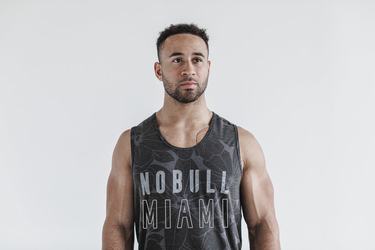 Grey Men's Nobull Miami Tank Tops | USA692748