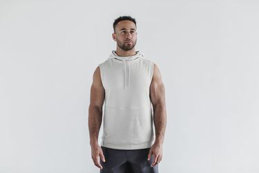 Grey Men's Nobull Microplush Sleeveless Hoodie | USA318924