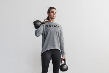 Grey Women's Nobull Crew Sweatshirts | USA546231