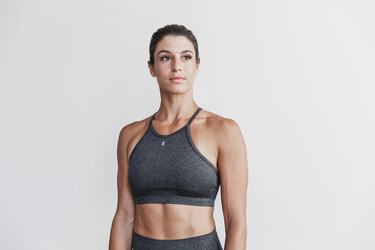 Grey Women's Nobull Halter Matte Sports Bras | USA105879