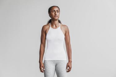 Grey Women's Nobull Halter Ribbed Tank Tops | USA021563